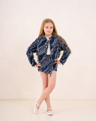 Girl frilled denim skirt