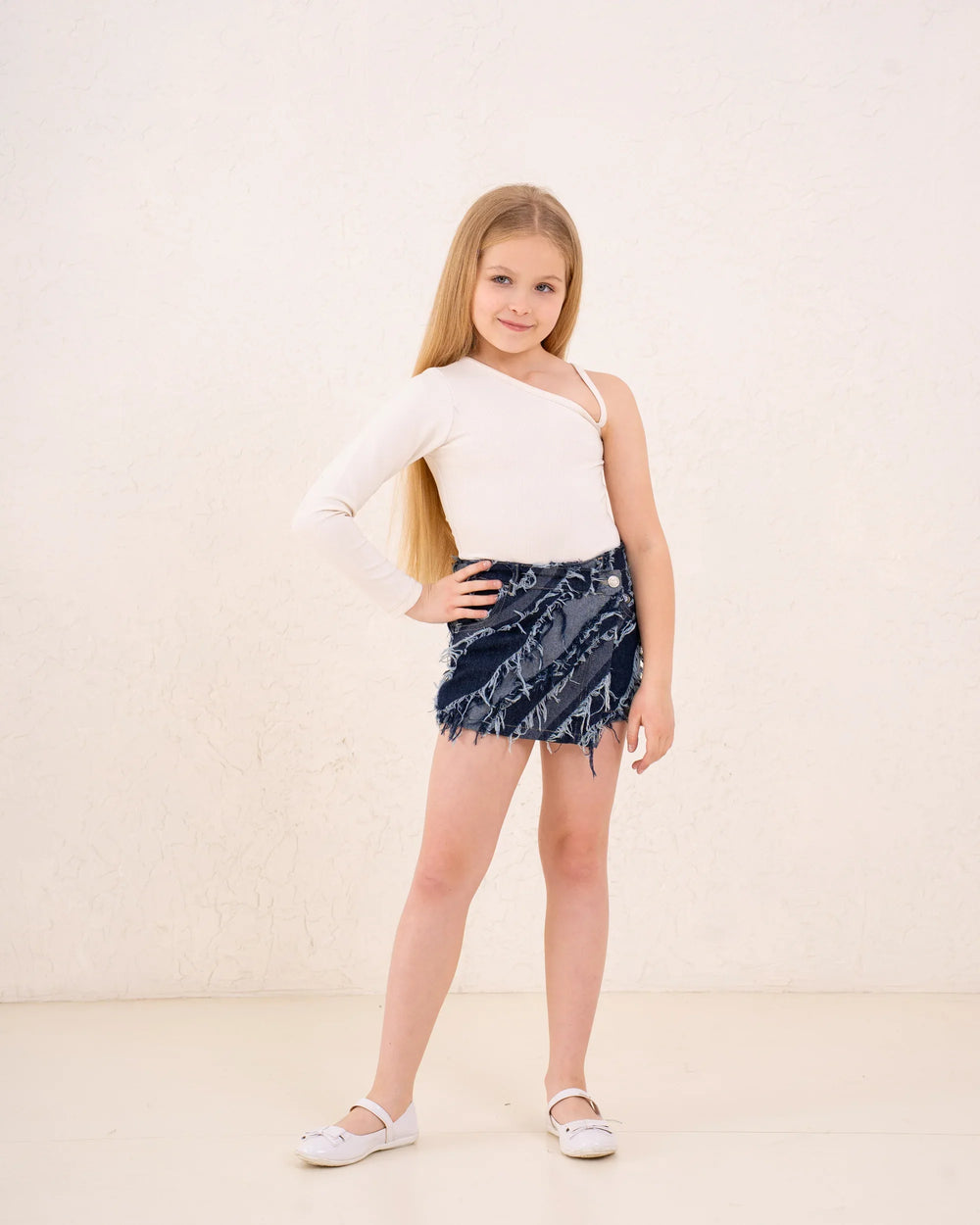 Girl Frilled Denim Short - Venti