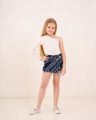 Girl Frilled Denim Short - Venti