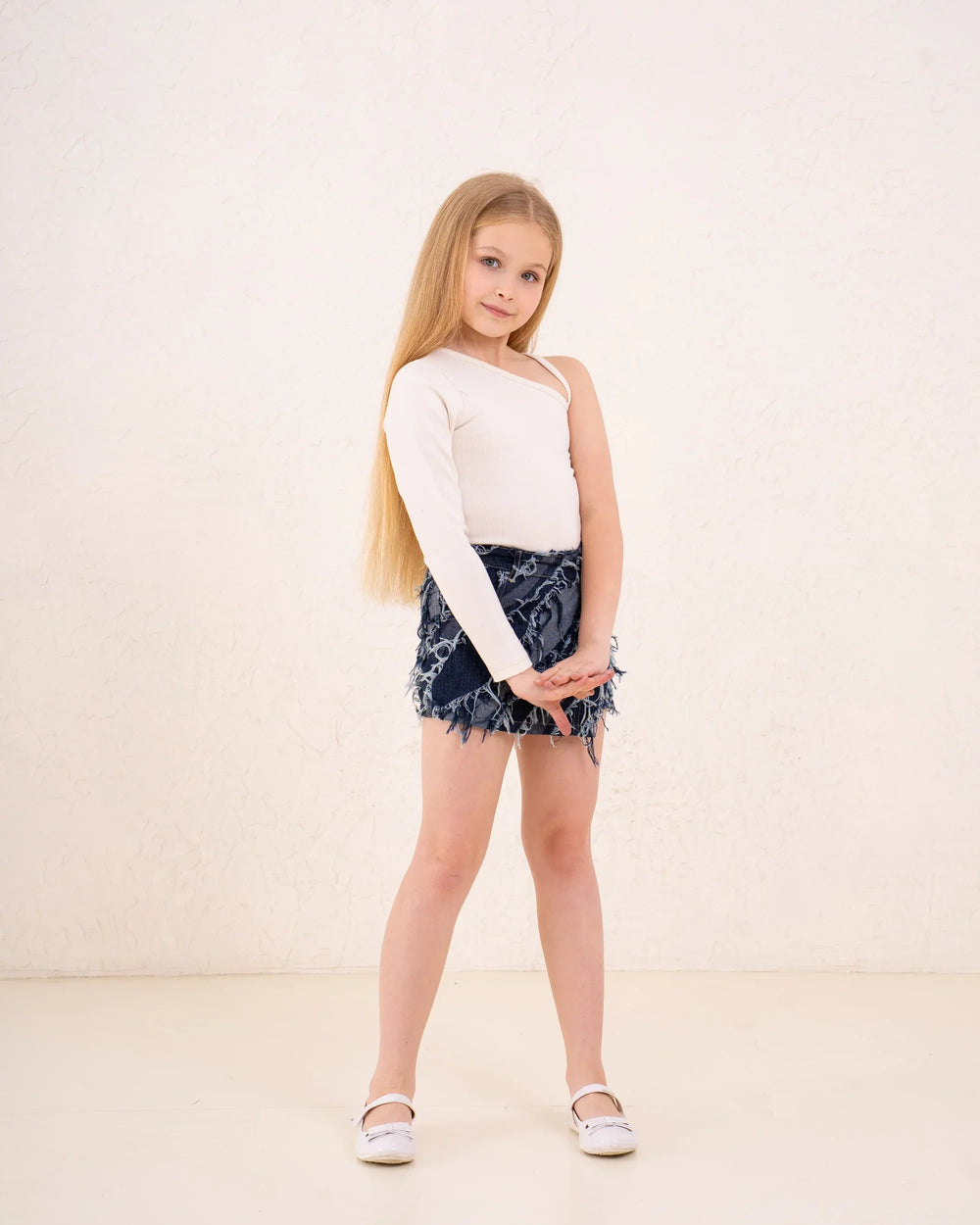 Girl Frilled Denim Short - Venti
