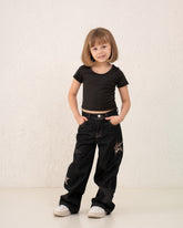 Girl stars leopard denim