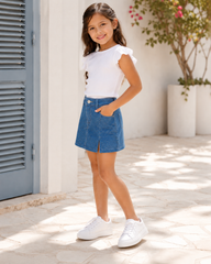 Girl sparkled denim skort