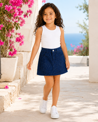 Girl sparkled denim skort