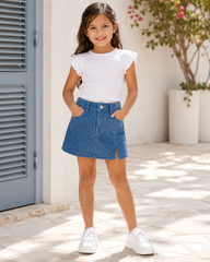 Girl sparkled denim skort