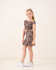Girl leopard low high skirt
