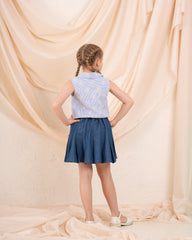 Girl ripped pleated denim
