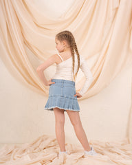 Girl pleats denim skirt
