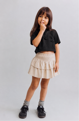 Girl ruffles solid skirt