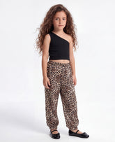 Girls' Studded Leopard Print Trousers