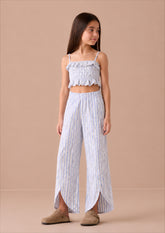 Girl lace detail stripes pants