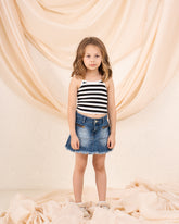 Girl tripes ribbed strap top