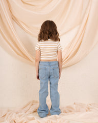 Girl ribbed stripes polo