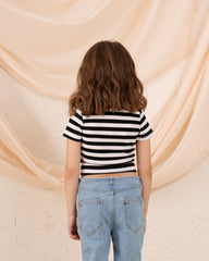 Girl ribbed stripes polo