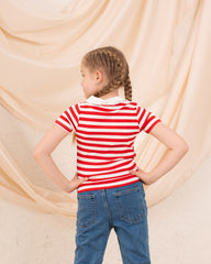 Girl ribbed stripes polo