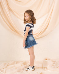 Girl striped low shoulder top