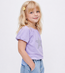 Girl puffball star top