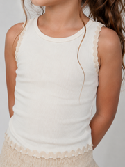 Girl polka dot ribbed tank