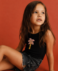 Girl cherry ribbed tank top