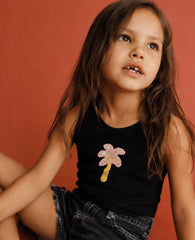 Girl cherry ribbed tank top