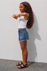 Girl cherry ribbed tank top