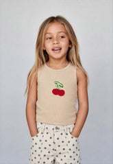 Girl ribbed cherry tank top