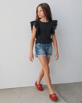 Girl top with sequin ruffle