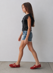 Girl top with sequin ruffle