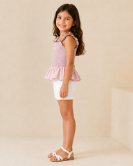 Girl contrast smocked top