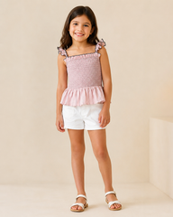 Girl contrast smocked top