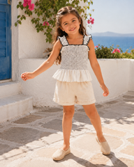 Girl contrast smocked top