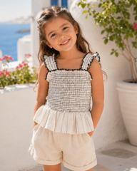 Girl contrast smocked top