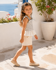 Girl contrast smocked top
