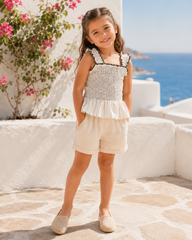 Girl contrast smocked top