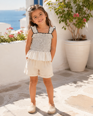Girl contrast smocked top