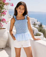 Girl contrast smocked top