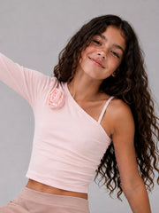 Girl one shoulder flower top