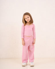 Girl crushed wide leg pants