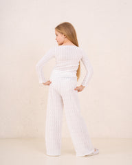 Girl crushed wide leg pants