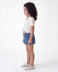 Sparkling Drawstring Polka Dot Top