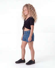 Sparkling Drawstring Polka Dot Top