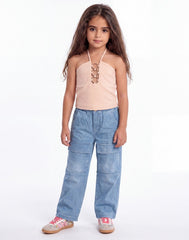 Girl metal hoops halter top