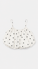 Girl polka puffed crop top