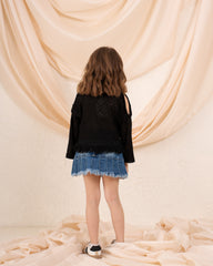 Girl knit open shoulder top