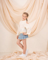Girl knit open shoulder top