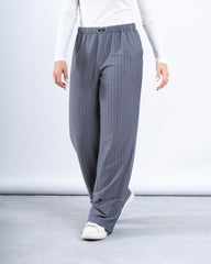 Pinstripe Wide-Leg Pants
