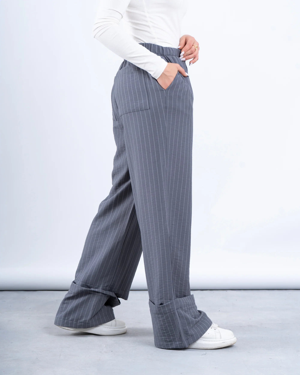 Pinstripe Wide-Leg Pants - Venti