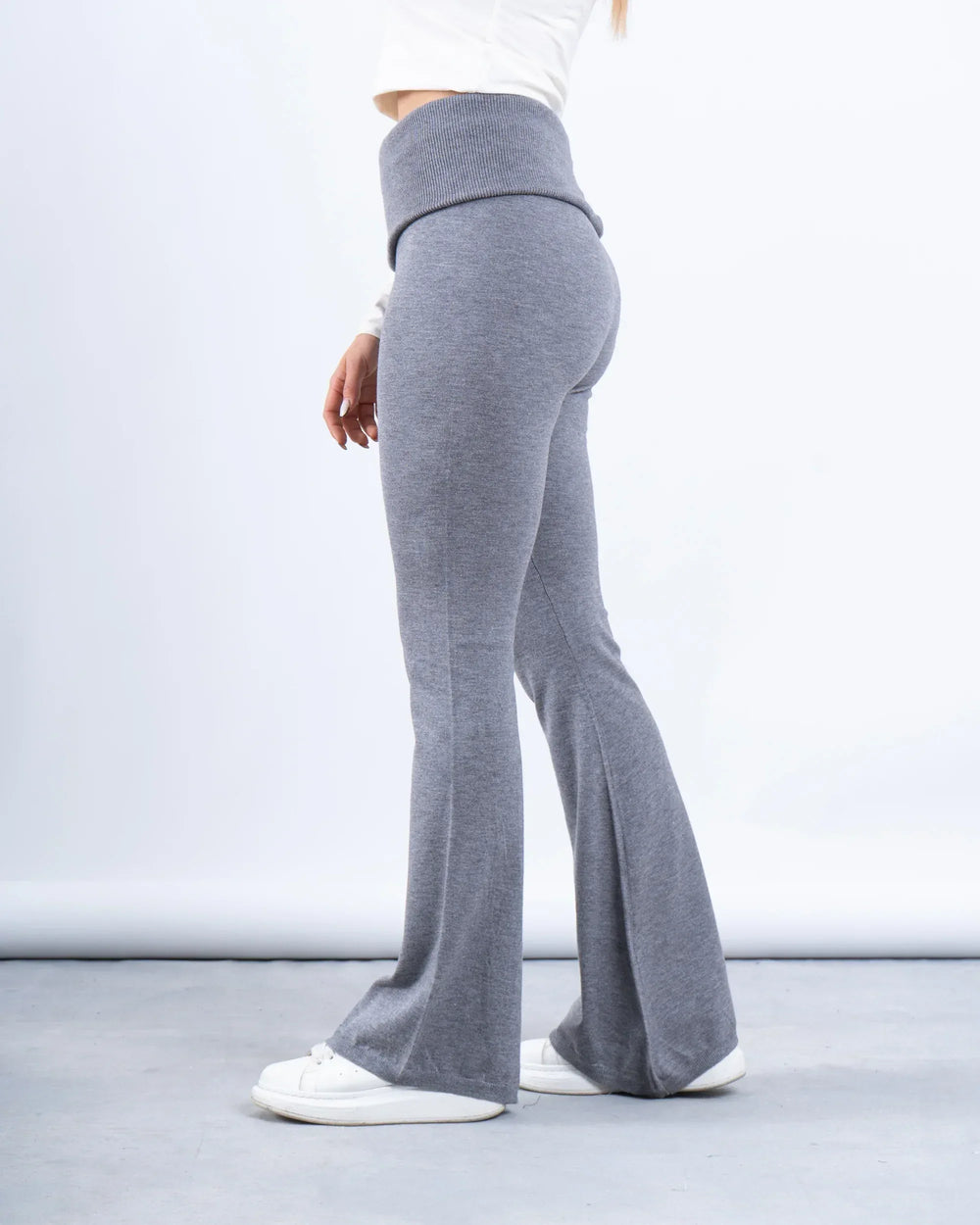 Knit Folded Waist Flare Pants - Venti