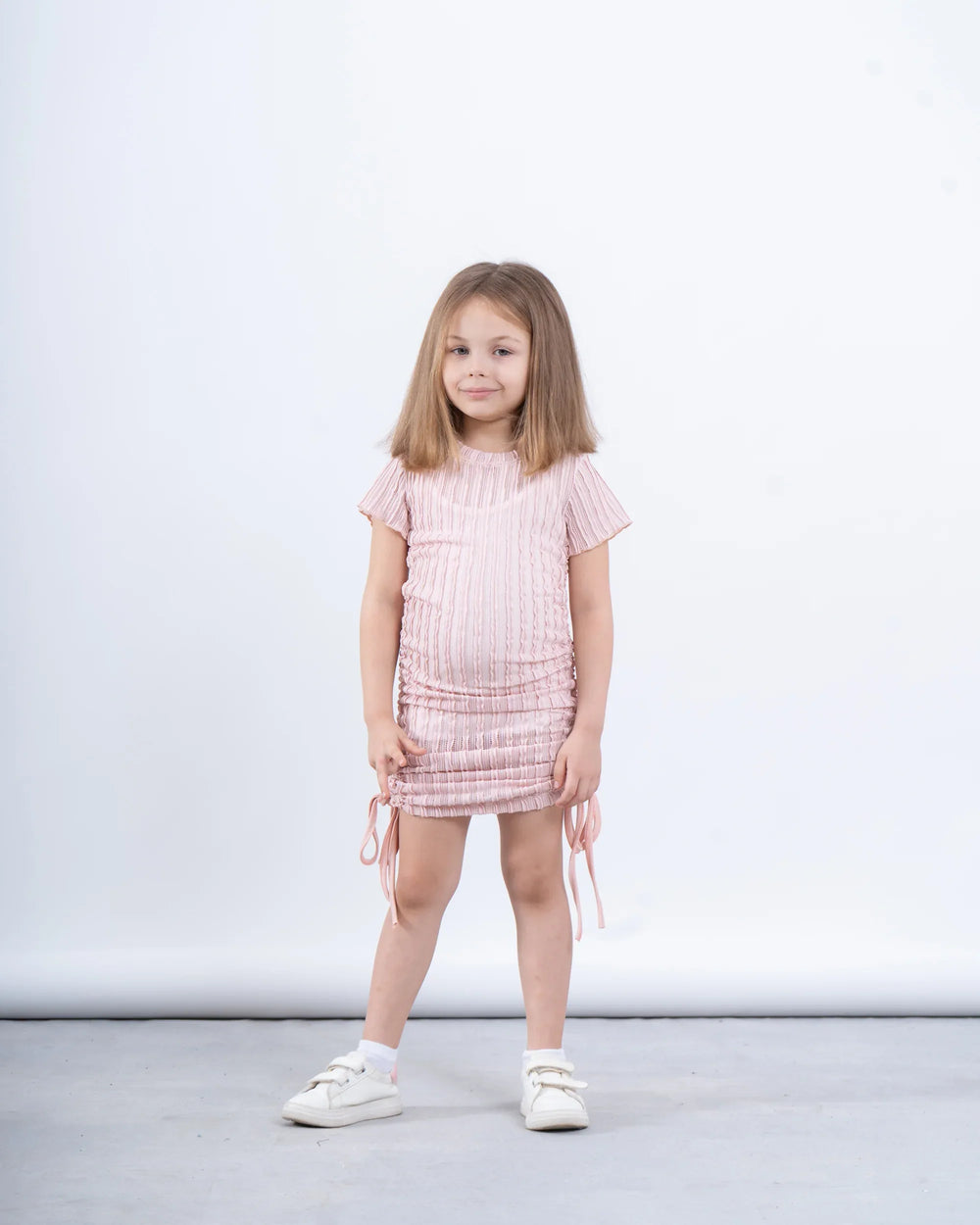 Girls’ Ribbed Ruched Dress - Venti