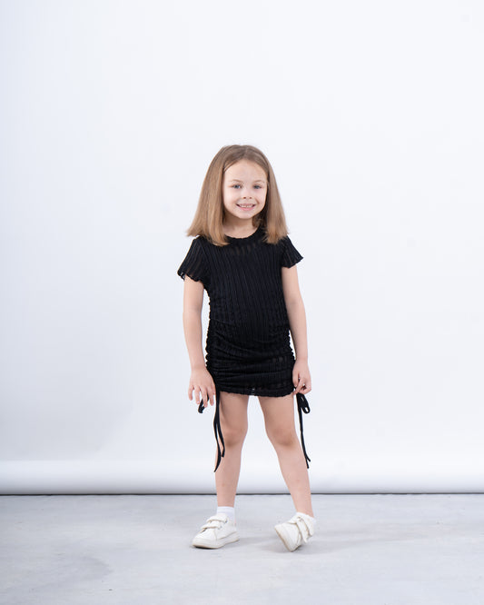Girls’ Ribbed Ruched Dress