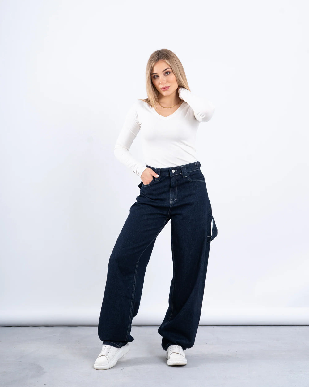 Utility Wide-Leg Denim Pants - Venti